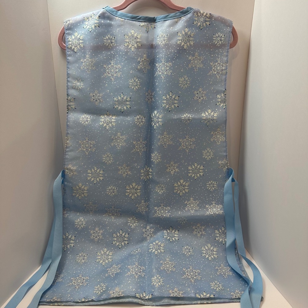 Handmade Bl Snowflake Glitter Tabard Apron Winter Christmas Side Tie Smock NWOT‎ - Picture 6 of 9